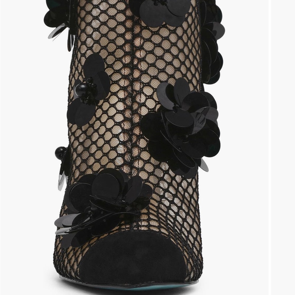 Betsey Johnson Black Floral Mesh Pointed Booties - Picture 4 of 8